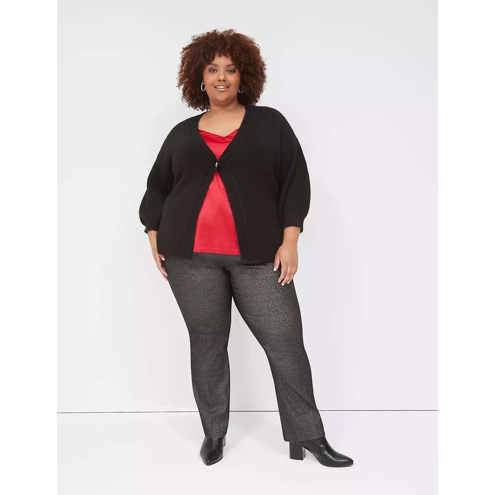 Lane Bryant Straight Leg 4-Season Shimmer Pant Black, silver size 22‎